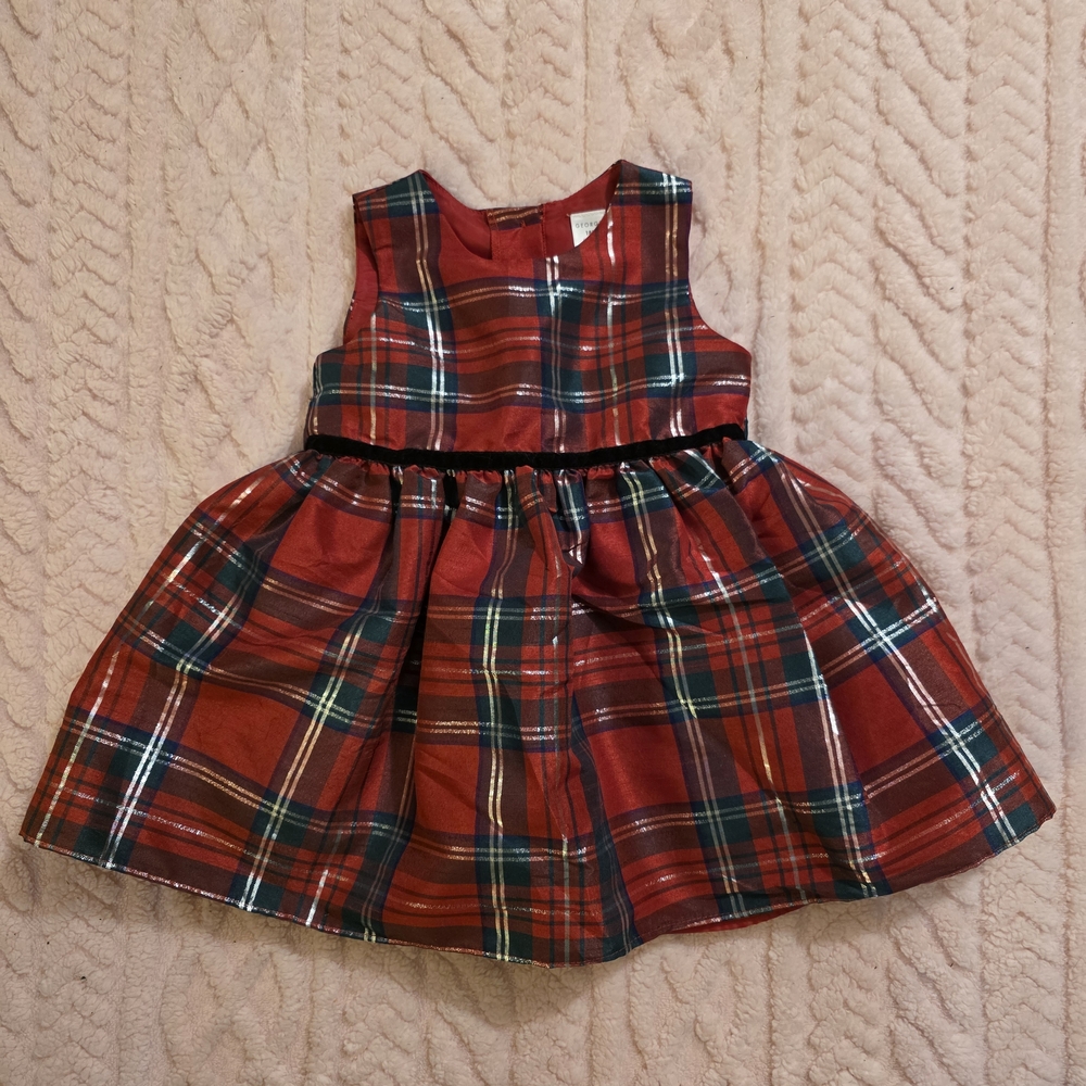 George Red and Green Plaid Kids Holiday Dress